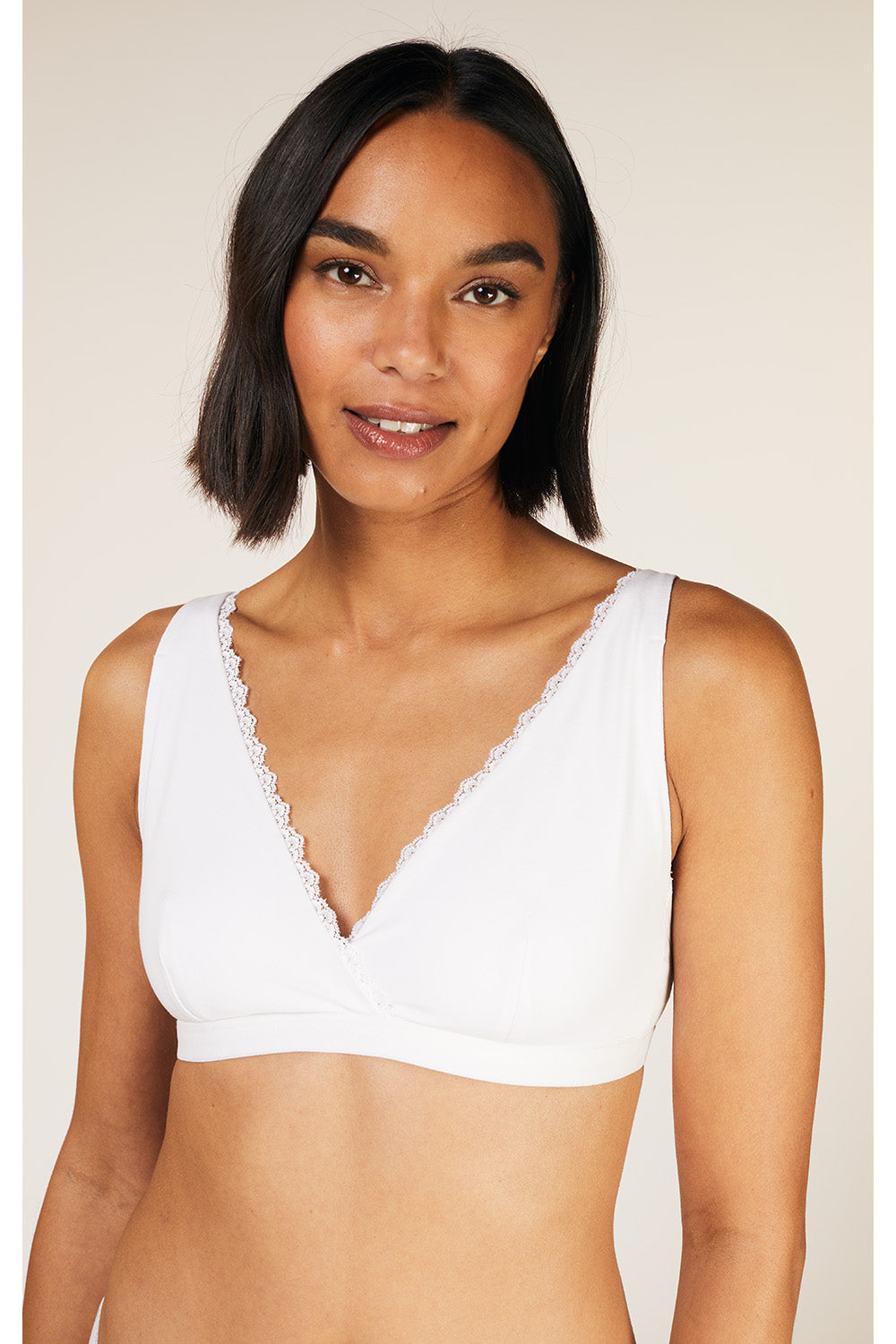 Lace Trim Triangle Bra in White – Textile Apparel