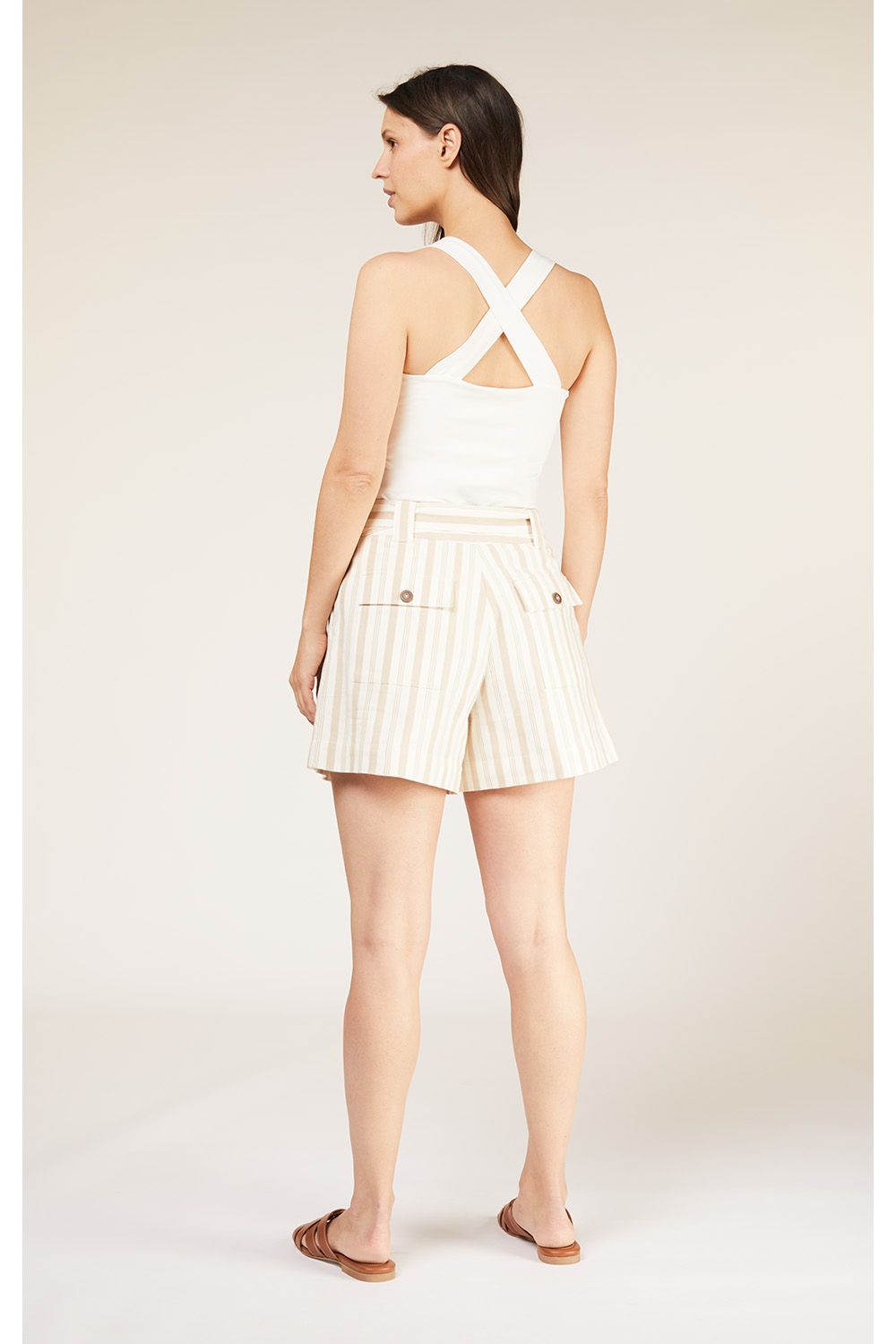 Zahara Striped Shorts in Stone