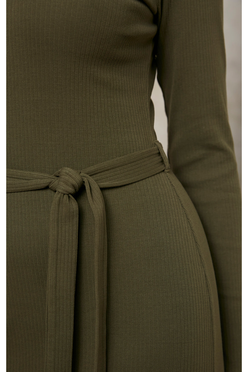 Corey Rib Midi Dress in Khaki