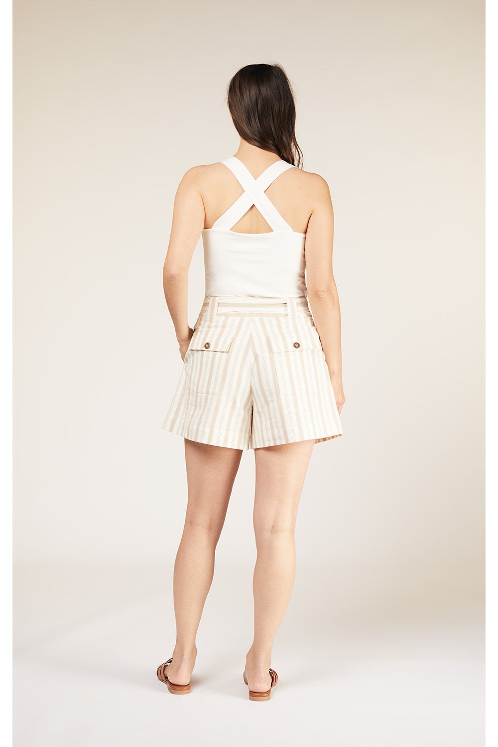 Zahara Striped Shorts in Stone