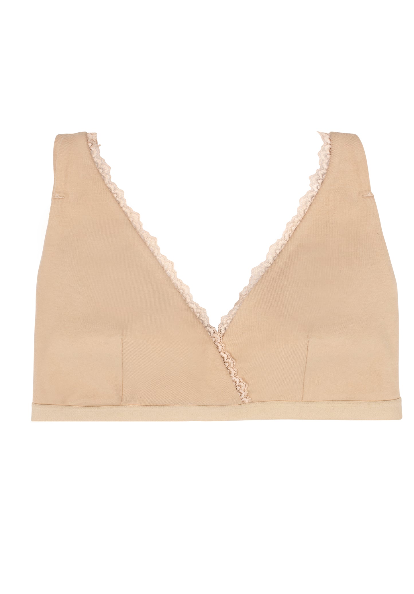 Lace Trim Triangle Bra in Almond