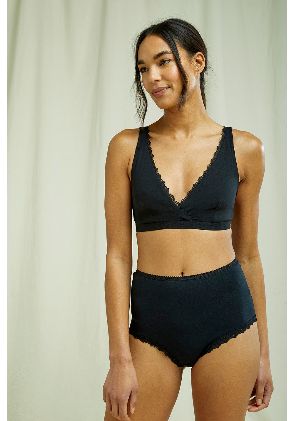 Eyelet Lace Triangle Bra in Black