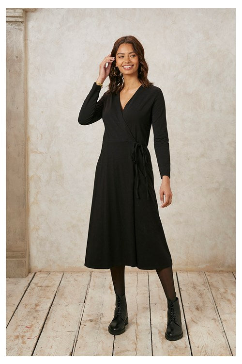 Mathilde Wrap Dress in Black – Textile Apparel Mathilde Wrap Dress in Black – Textile Apparel