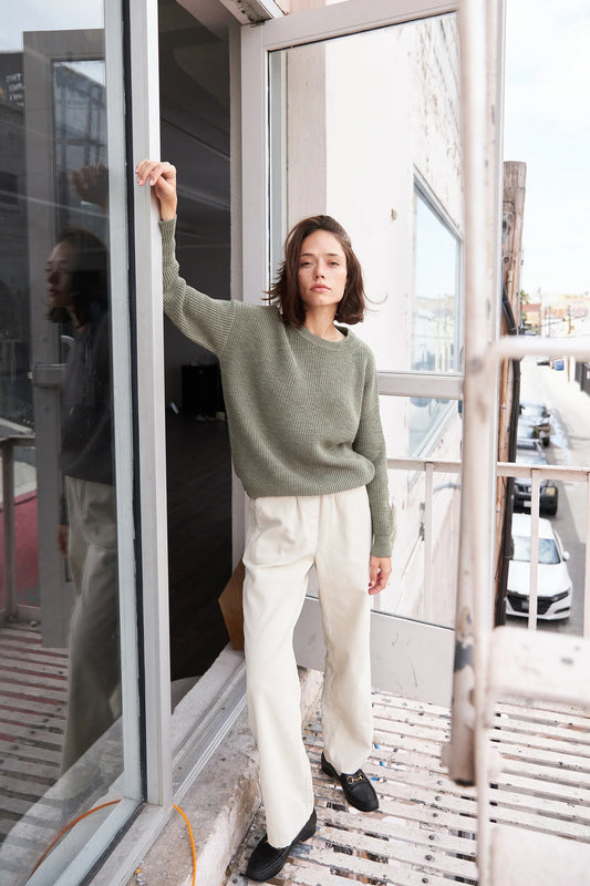 It is Well L.A - SS24 - Pull On Sweater in Sage Green - on model 1