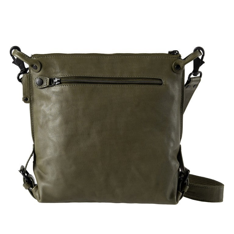 Aunts & Uncles - SS24 - Mrs Raisin Cookie Leather Bag in Moss green - back display 3