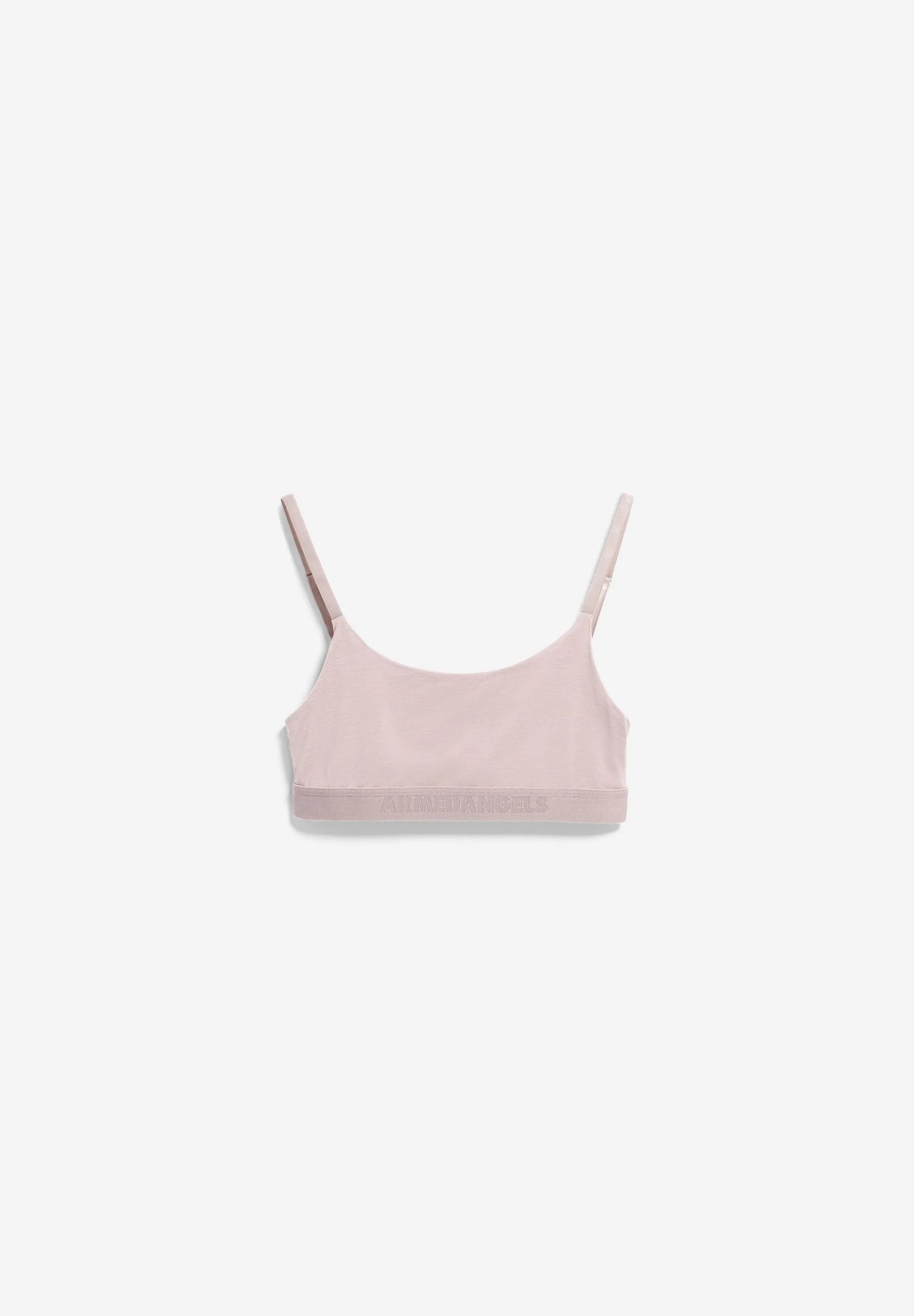 TOVAA Bralette - ARMEDANGELS Canada blush grey pink colour front view of natural fabric bra in Kelowna