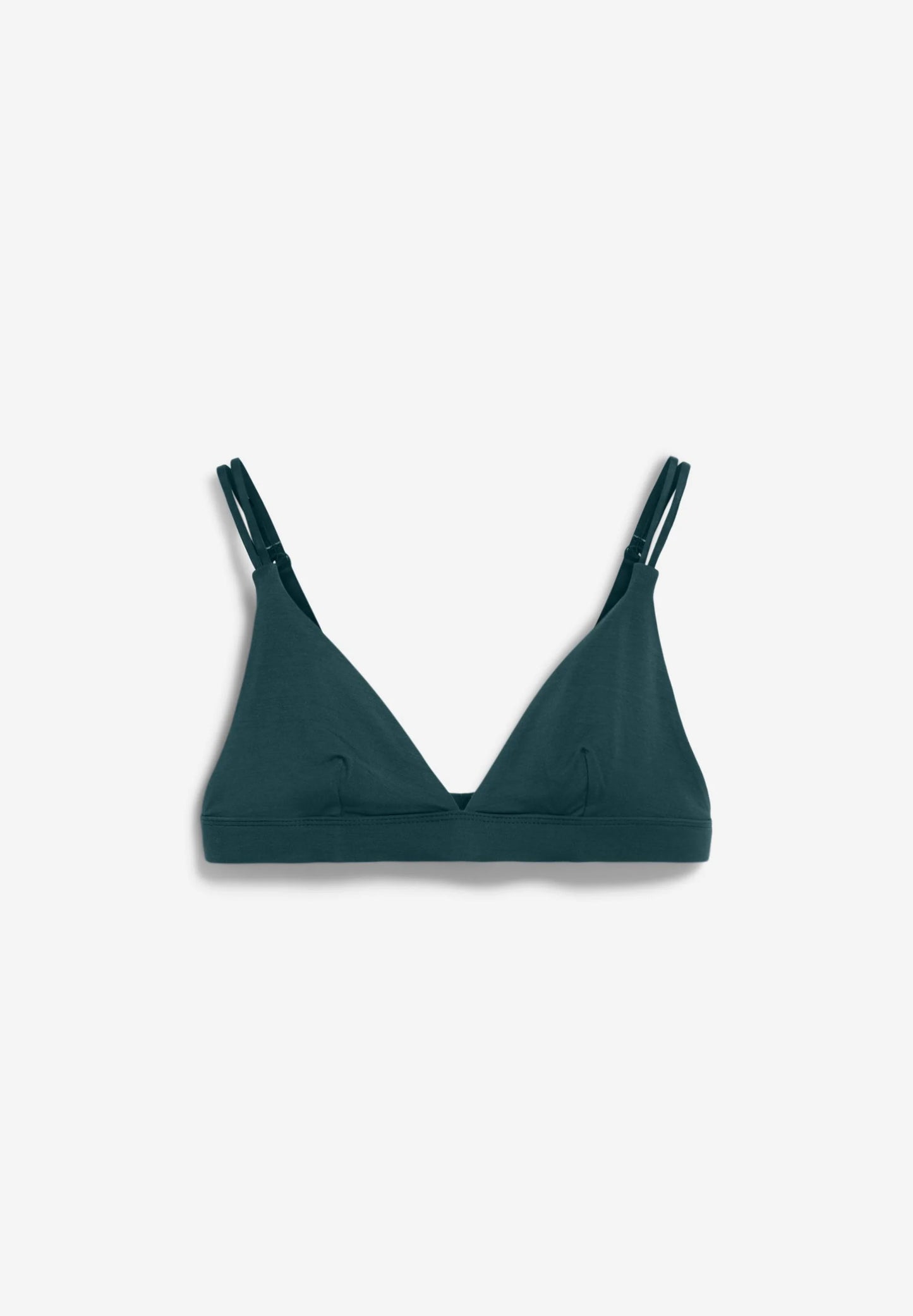 OSILAA Triangle Bralette – ARMEDANGELS Canada in teal stone front flatlay