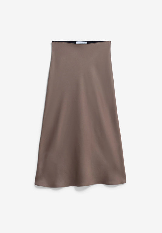 LENOVAA SATIN SLIP-SKIRT in Walnut Creme - ARMEDANGELS Canada flatlay front