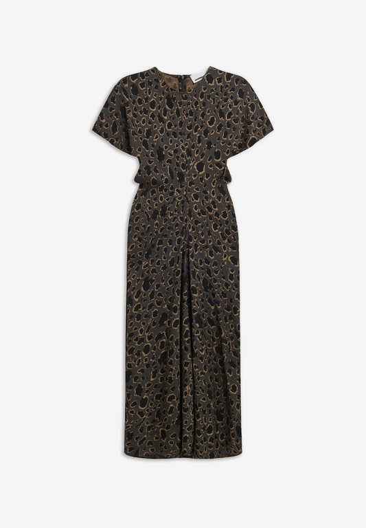 LEO BAT WING MIDI DRESS – ARMEDANGELS Canada leopard print dress Kelowna front view flat lay