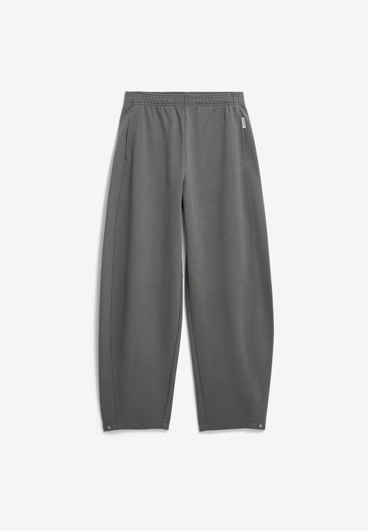 BARREL PULL-ON JERSEY PANT in Space Steel - ARMEDANGELS Canada jogging pant flatlay front view