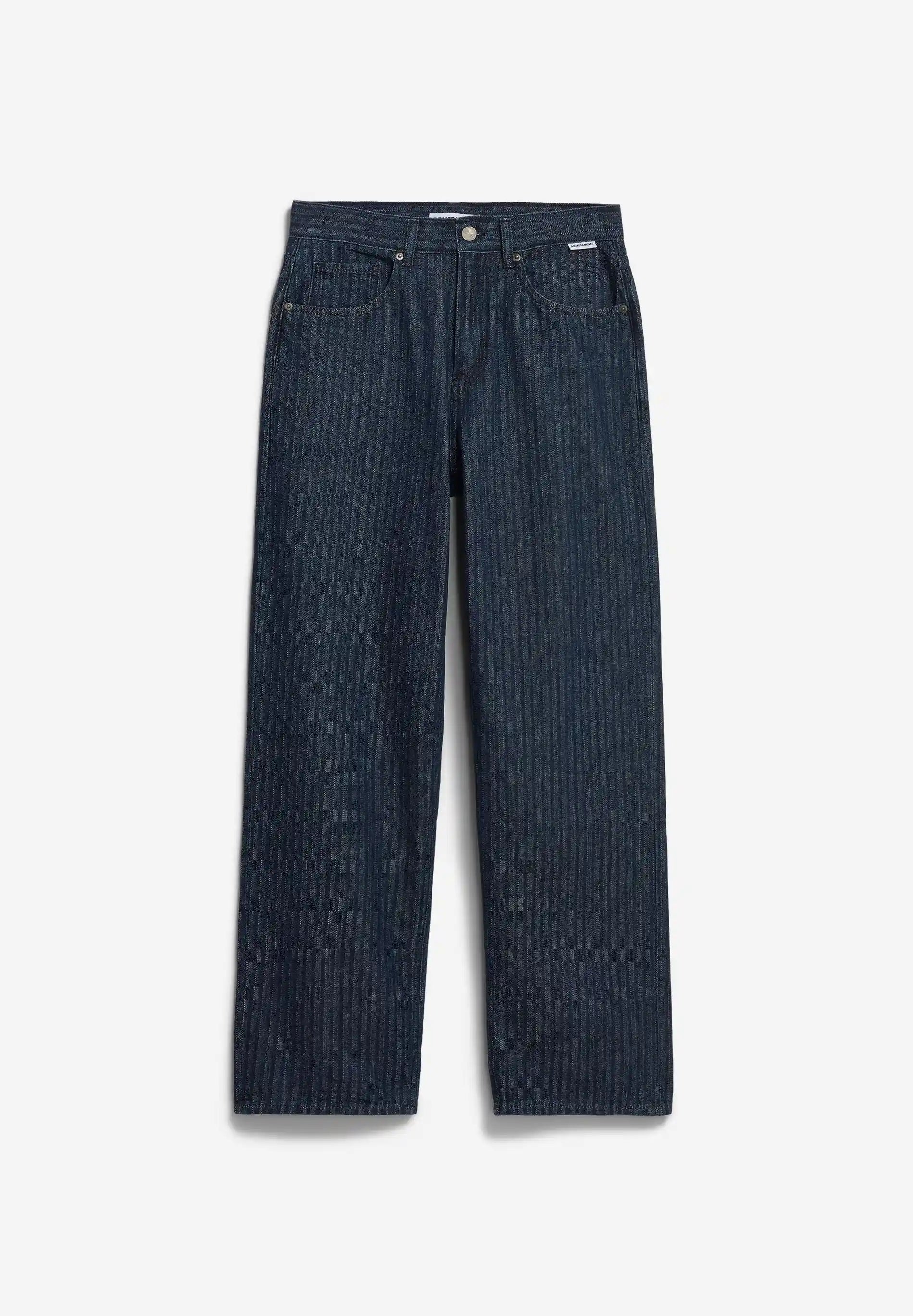 ARMEDANGELS Canada – HAAYI Herringbone Baggy Jean in Rinse front flatlay view