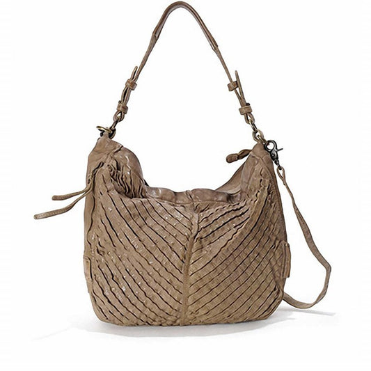 Aunts & Uncles -SS24 - Josephine V-Stripes Leather Bag in Cashmere - front display