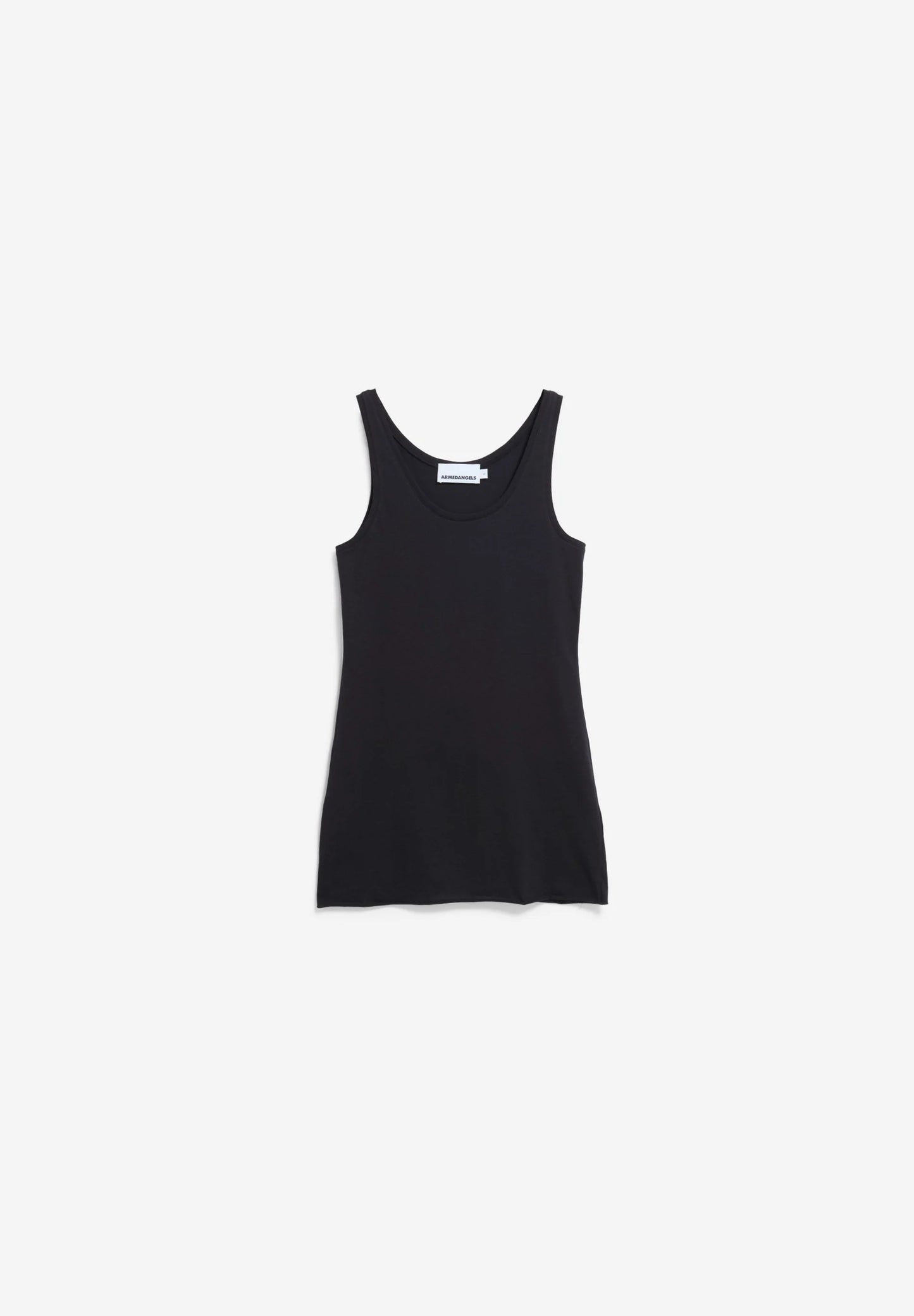 women's ARMEDANGELS Canada Single Jersey Top in Black,flatlay front view in Kelowna