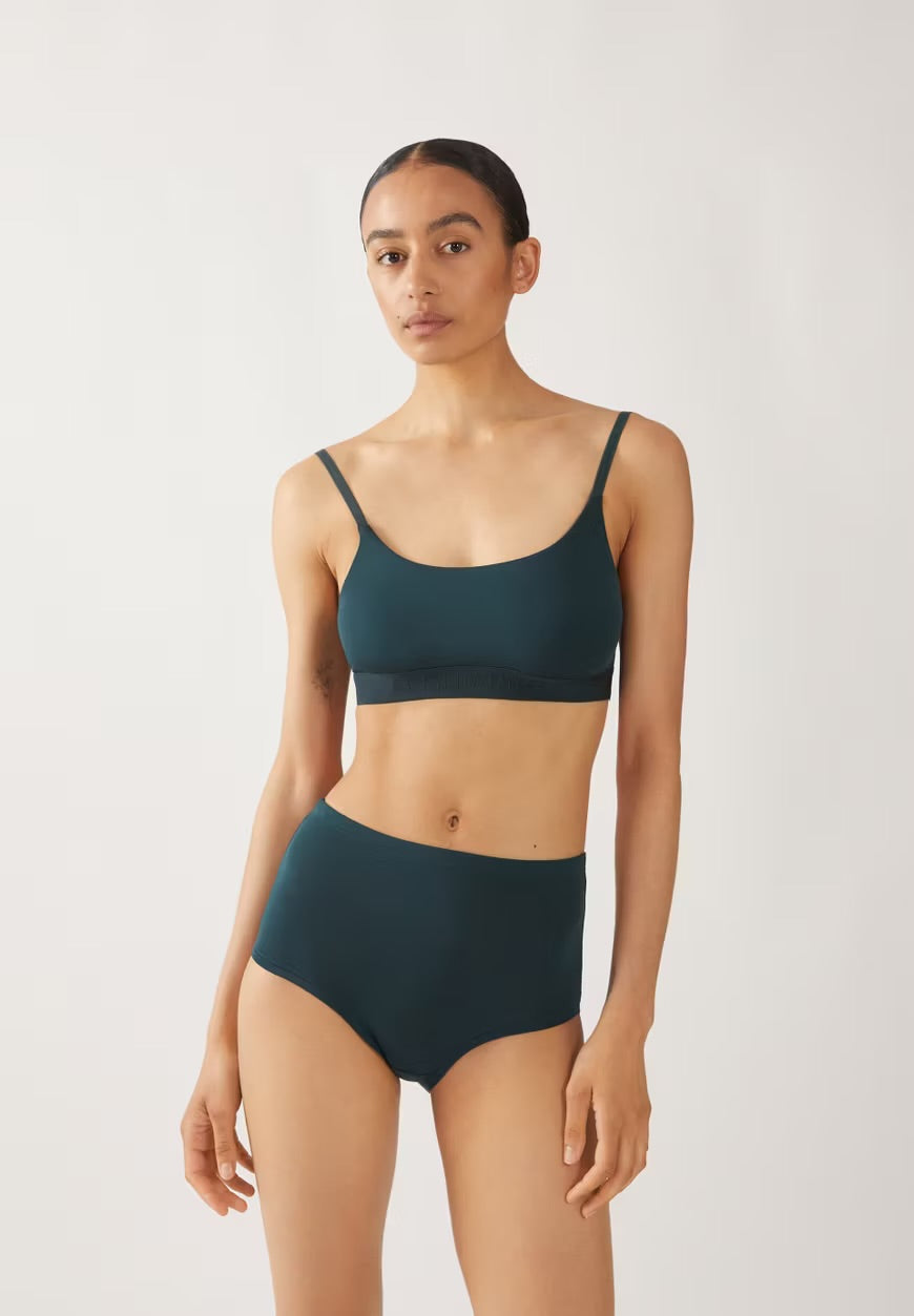 ARMEDANGELS Canada- Birtaa High waist Underwear - Teal Stone front on model