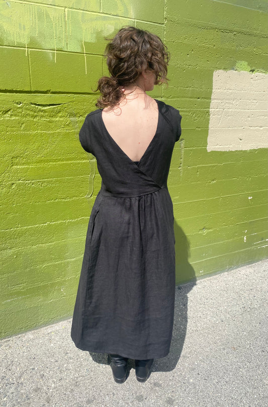 Allison Wonderland - SS24 - Blythe Dress in Black Linen - back 2