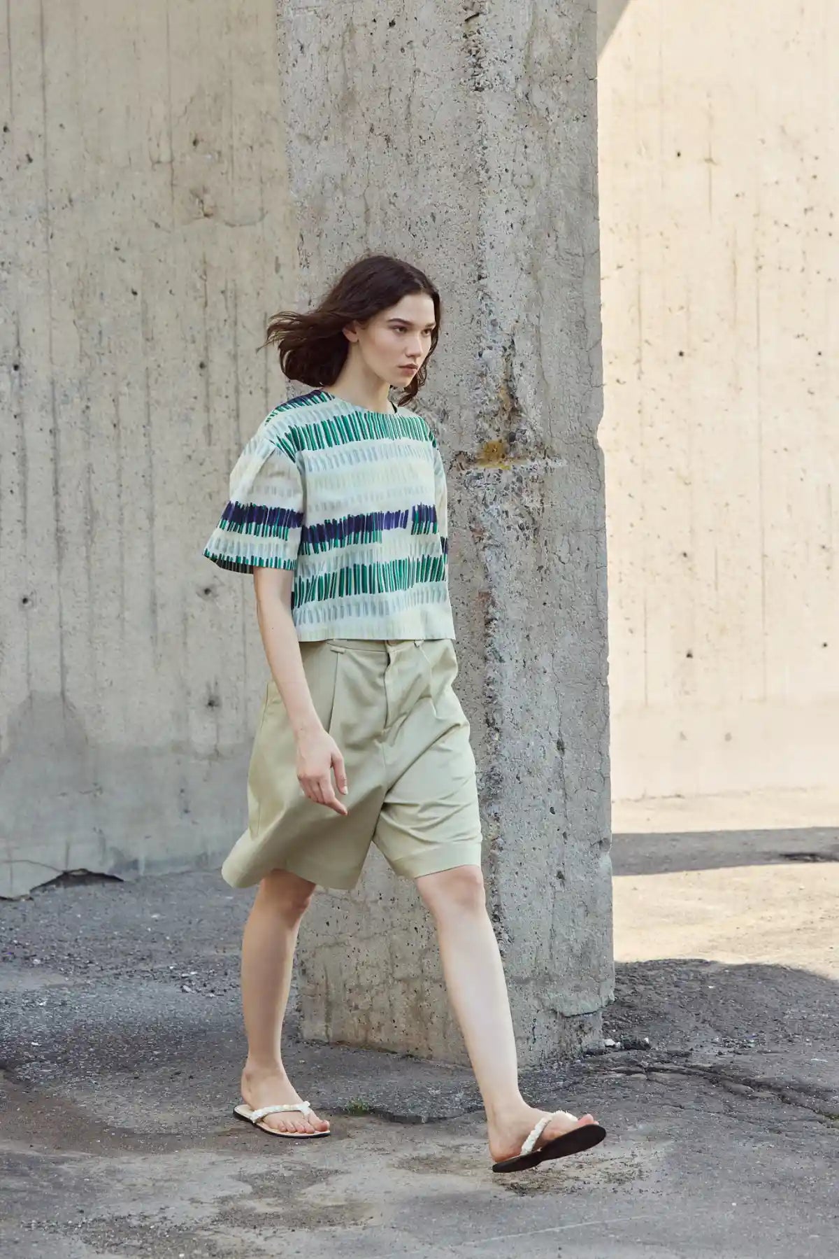 Brooke Top in Butter Green Line - Eve Gravel