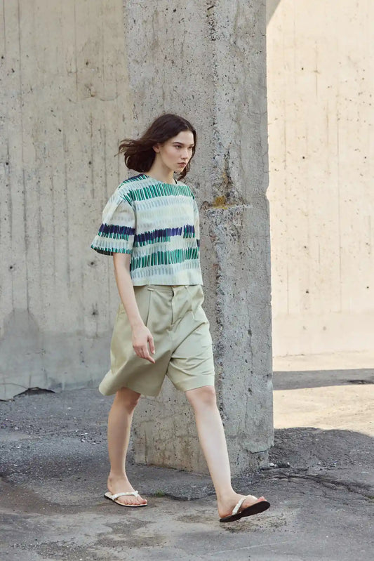 Brooke Top in Butter Green Line - Eve Gravel