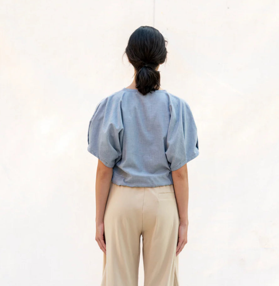 Bodybag by Jude - SS25 - Bahia Top in Blue Stripe Cotton - back 3
