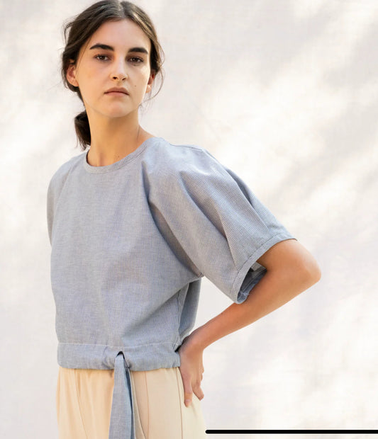 Bodybag by Jude - SS25 - Bahia Top in Blue Stripe Cotton - front 1