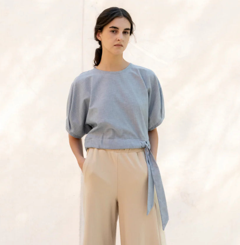 Bodybag by Jude - SS25 - Bahia Top in Blue Stripe Cotton - front 2