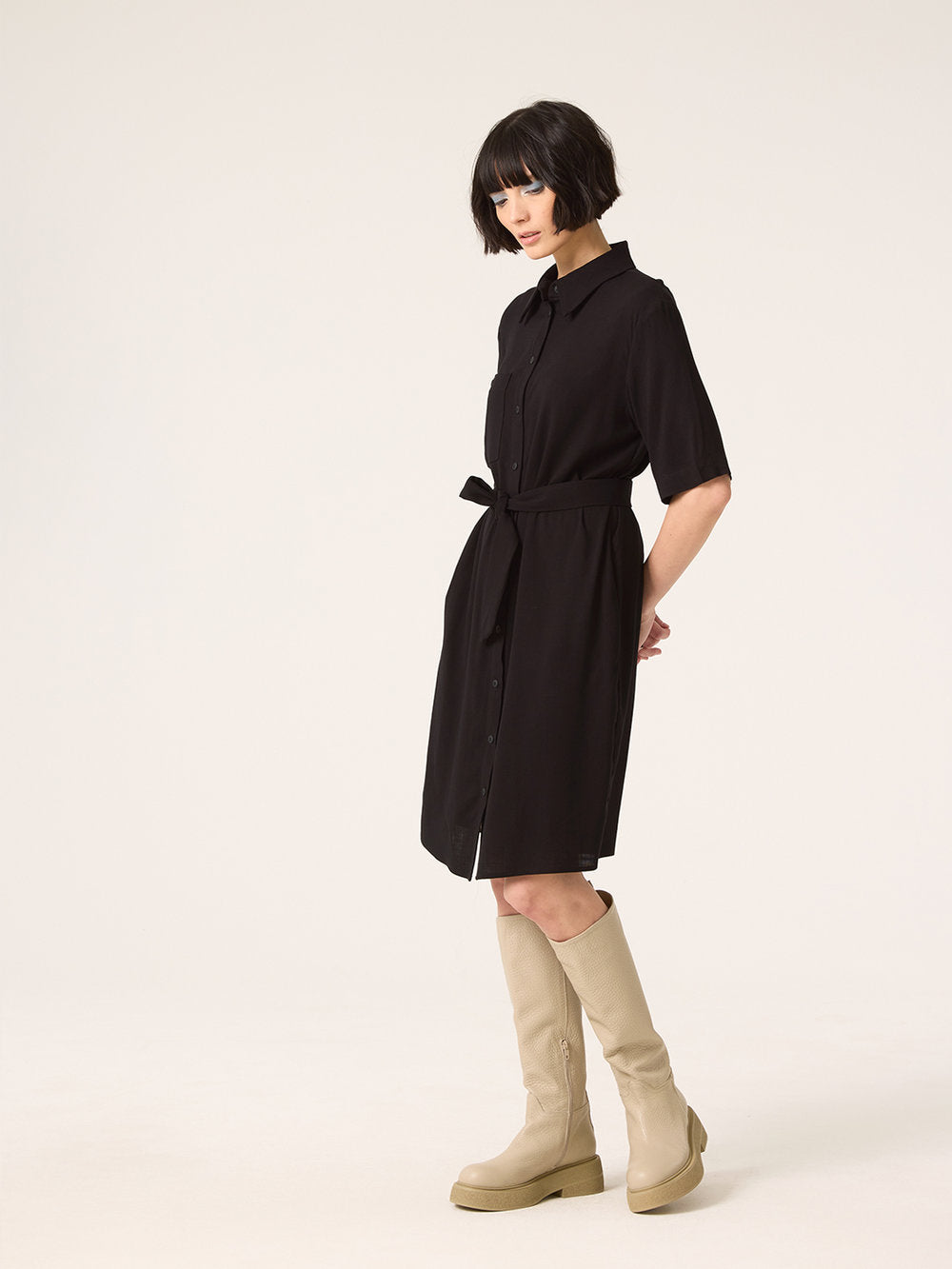 Cokluch - FW24 -Myriade Dress in Frida Black - on model front 1