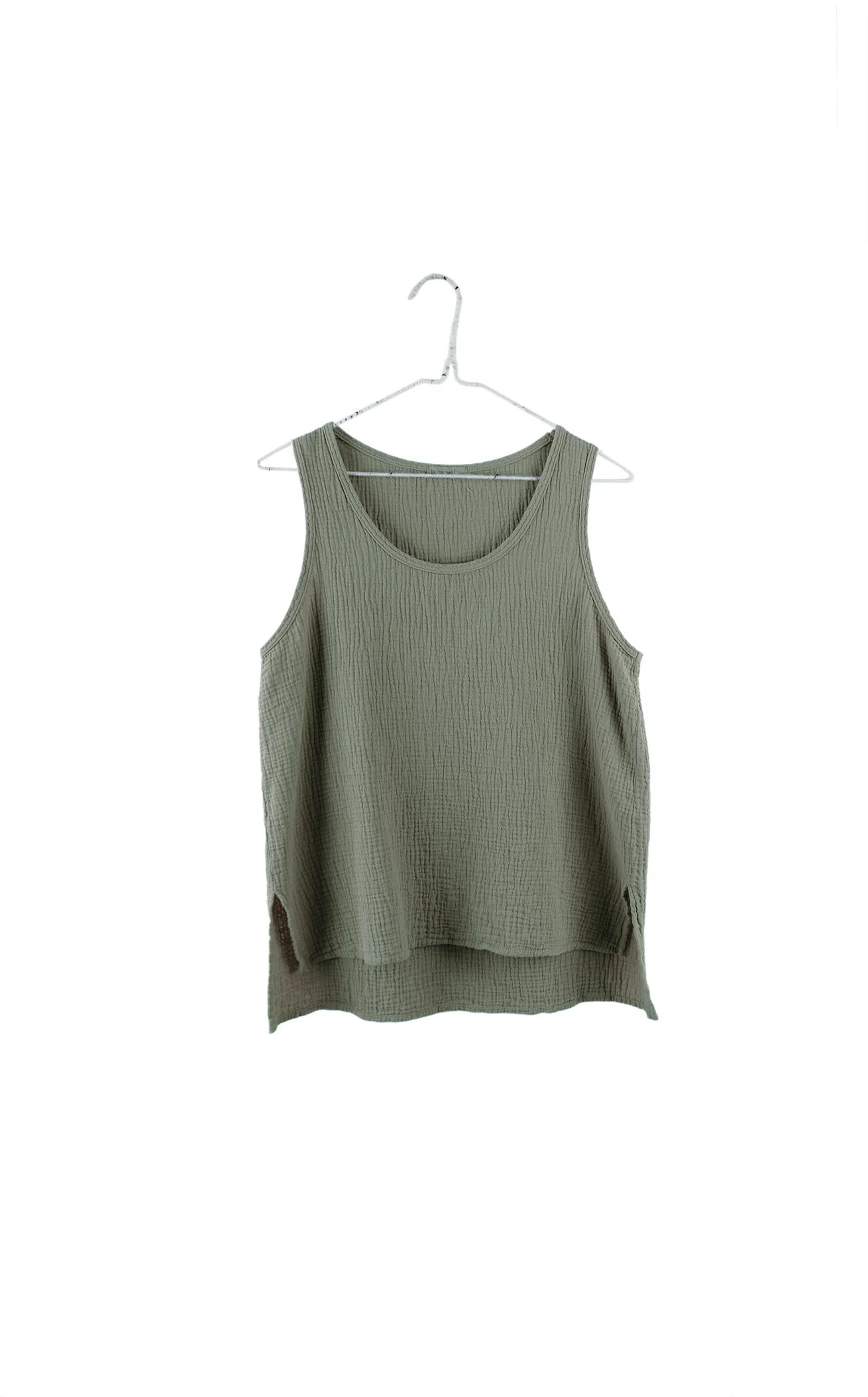 Organic Gauze Sleeveless Top in Olive