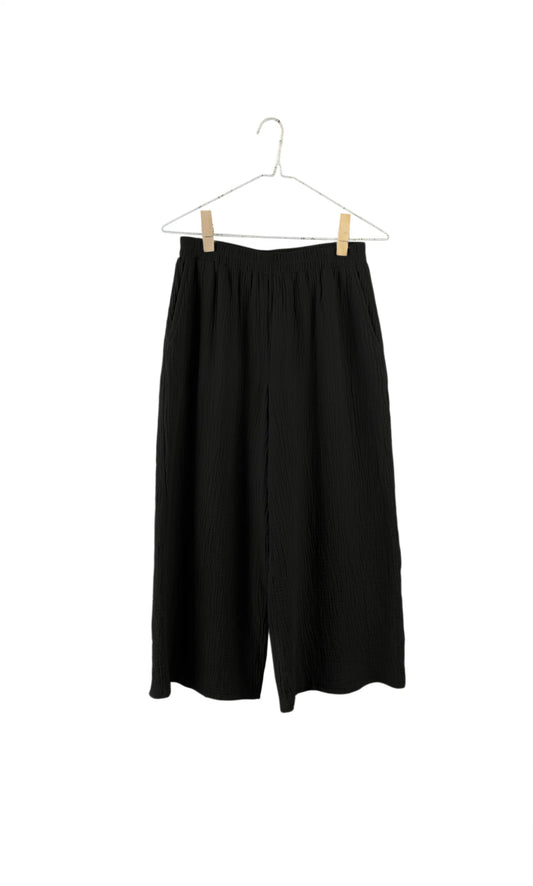 Organic Wide Gauze Pant in Black