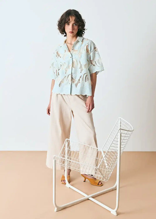 Sterling Button Up in Blue Eyelet