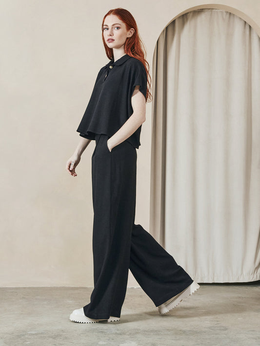 Dagg & Stacey - FW24 - Devon Pant in Black - on model side 1 