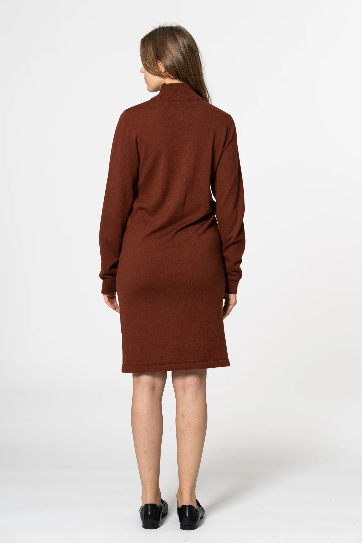 Dinadi - FW24 - Merino Dress in Rust Red - back 2 