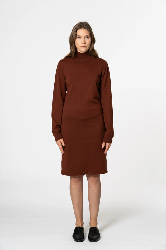 Dinadi - FW24 - Merino Dress in Rust Red - front 1 