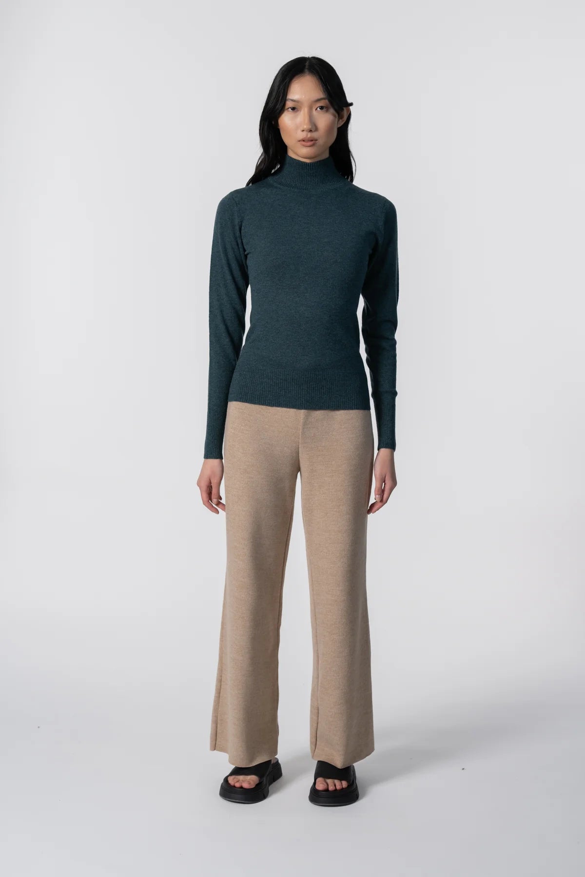Dinadi - FW24 - Merino Turtleneck in Dragonfly - on model front 4 