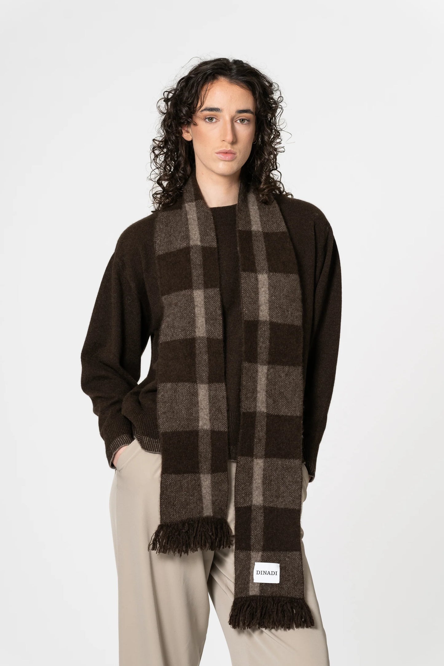 Dinadi - FW 24 - Yak Wool Plaid Scarf - front 1 