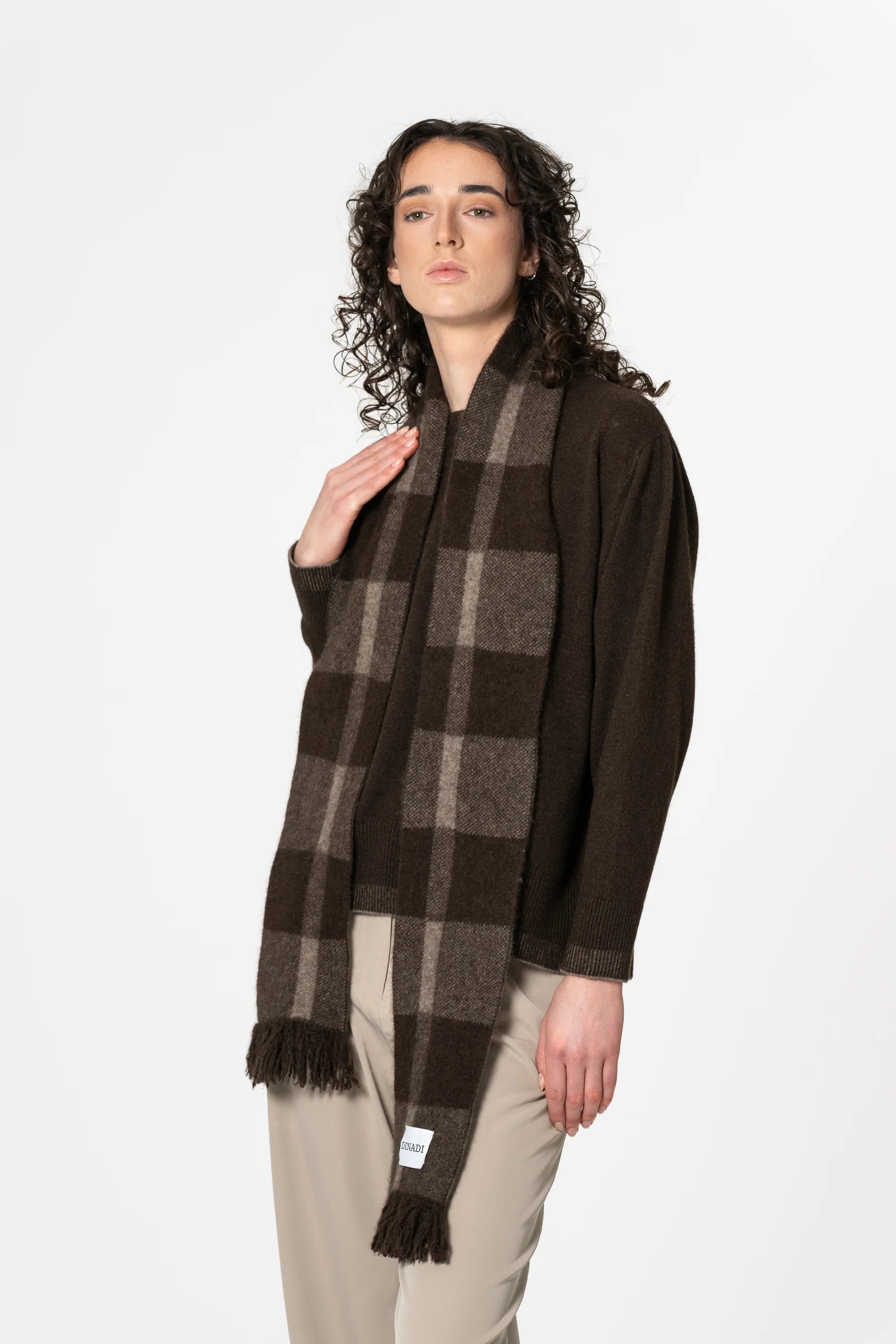 Dinadi - FW 24 - Yak Wool Plaid Scarf - front 2