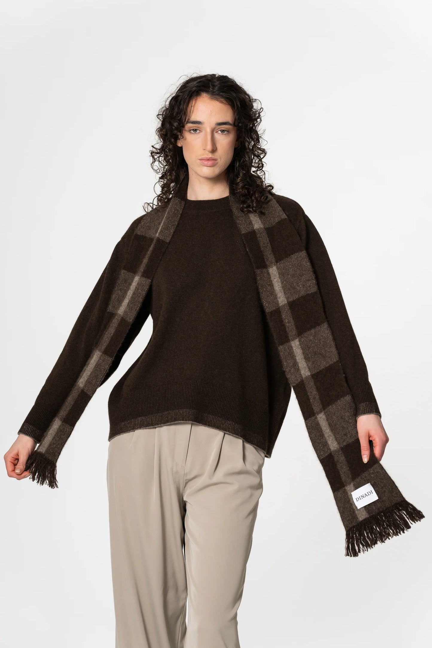 Dinadi - FW 24 - Yak Wool Plaid Scarf - front 3