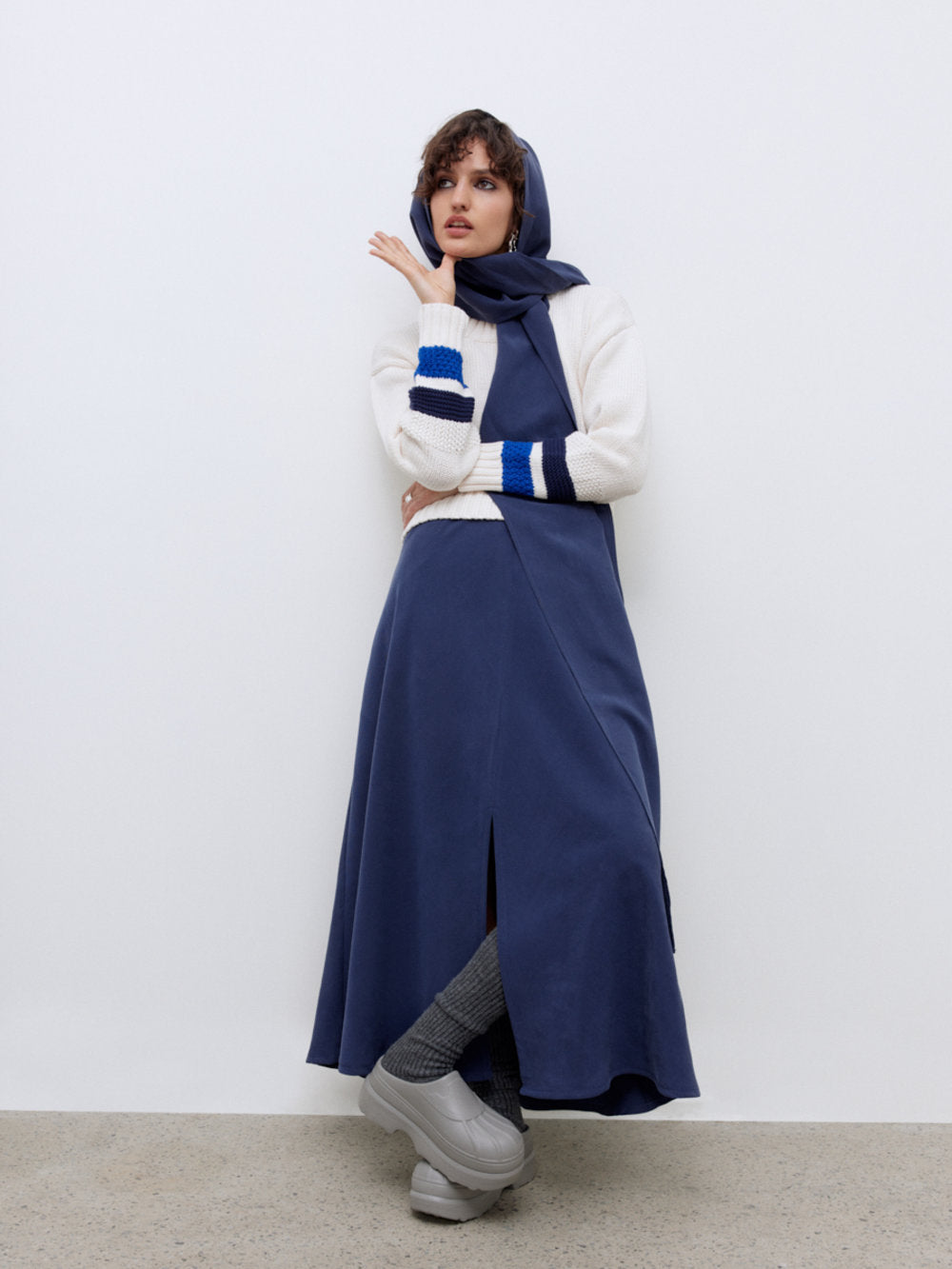 Eve Gravel - FW24 -  Lhotse Skirt in Minuit - front on model 1