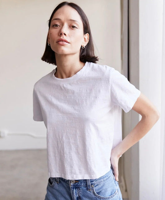 SS24 - It is Well L.A - Crop Tee in Salt - on model front 1
