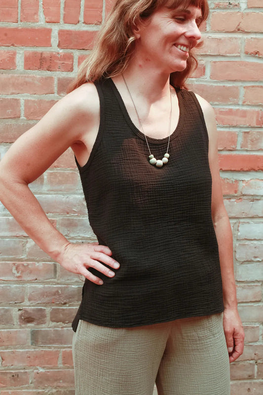 SS24 - It is Well L.A Organic Gauze Sleeveless Top in Black
