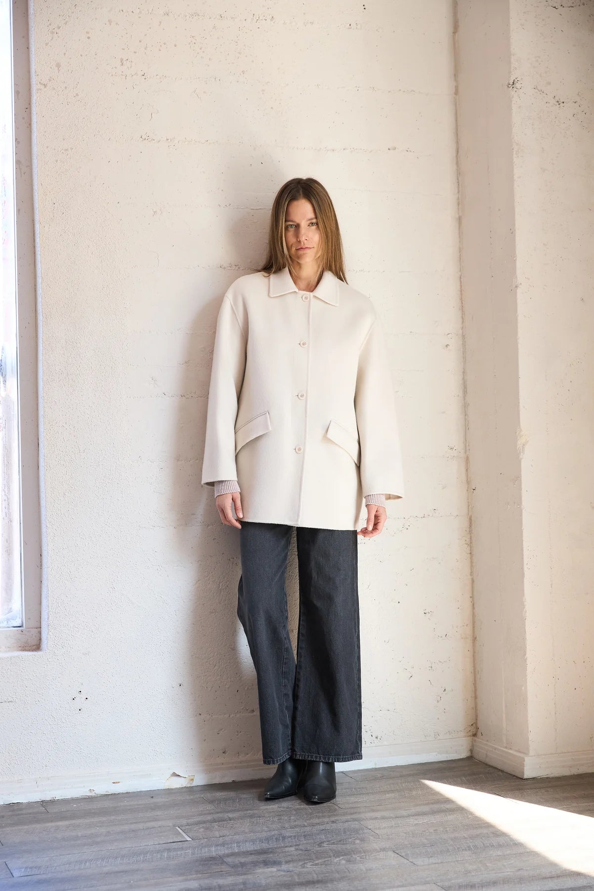 FW24 - It is Well L.A - Handmade Wool Coat in Creme - front 2