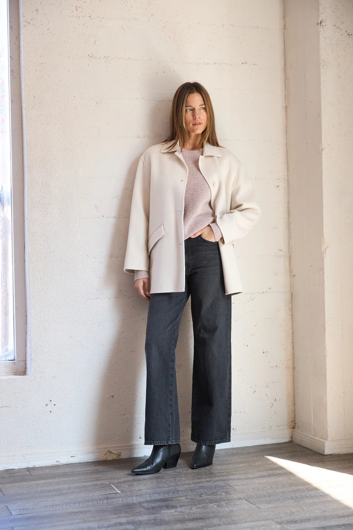 FW24 - It is Well L.A - Handmade Wool Coat in Creme - front 4