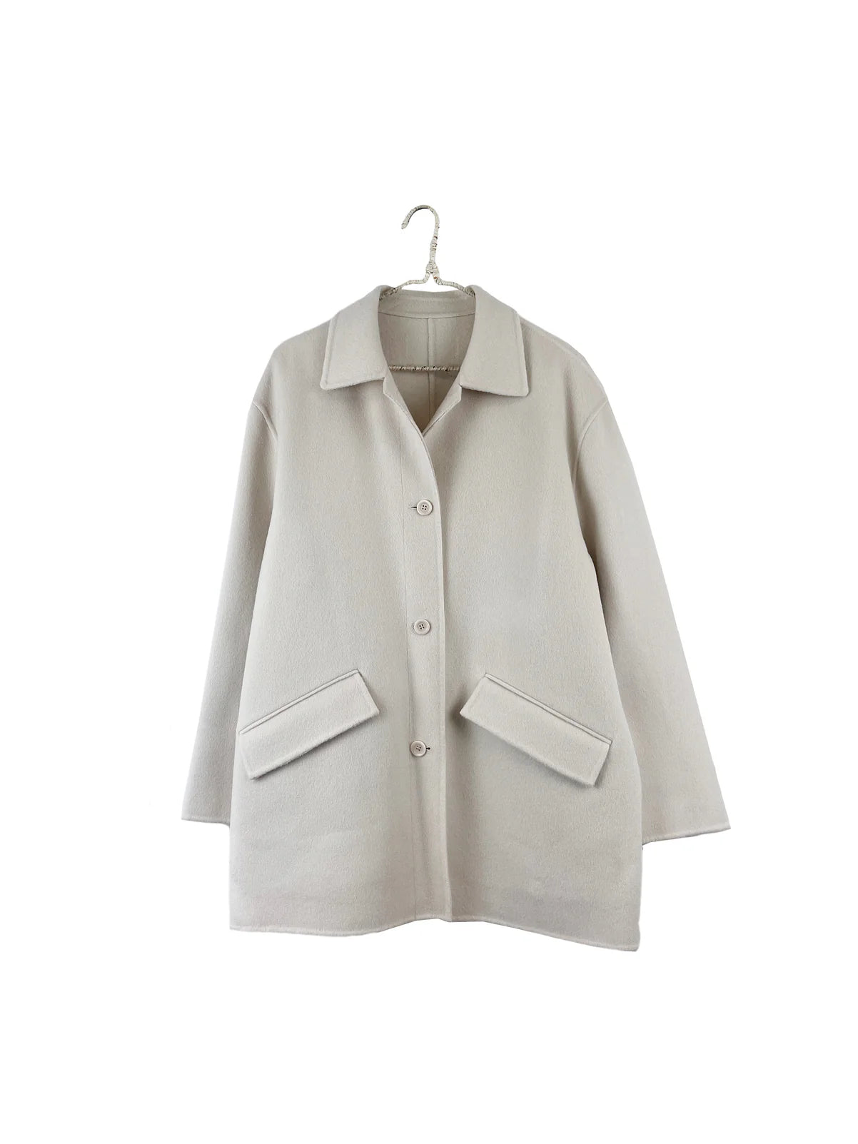 FW24 - It is Well L.A - Handmade Wool Coat in Creme - front display 1 