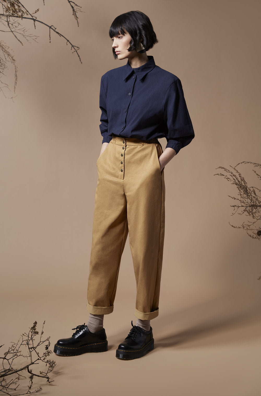 FW24 - Joseph Pants in  Camel Twill - Below - On model front 2