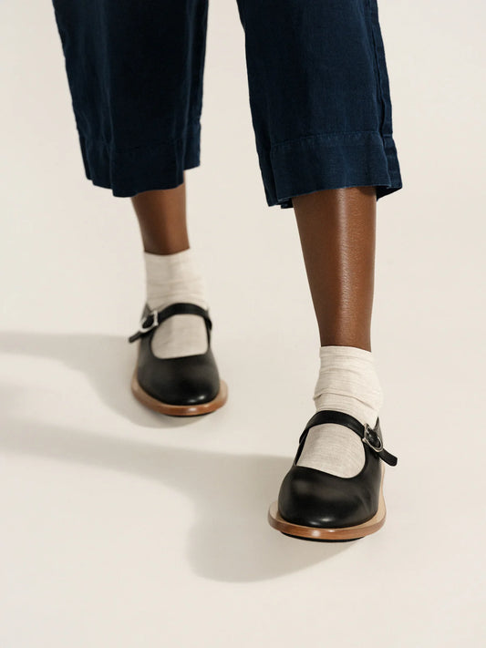 FW24 - hansel from basel Kinu Silk Short Crew Socks in Oat 1