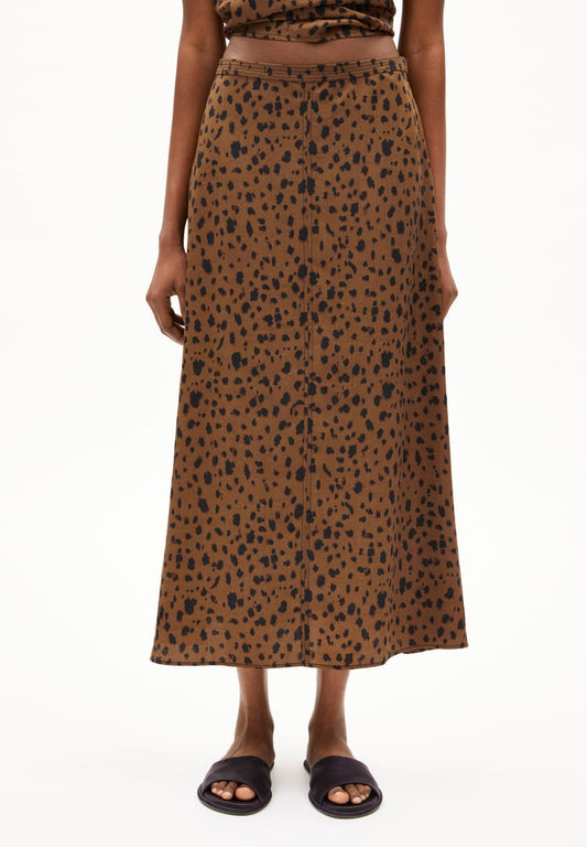 ARMEDANGELS Canada WOLLAARIA LEOPAA Skirt leopard print brown midi skirt with button front detail and elastic waistband in Kelowna