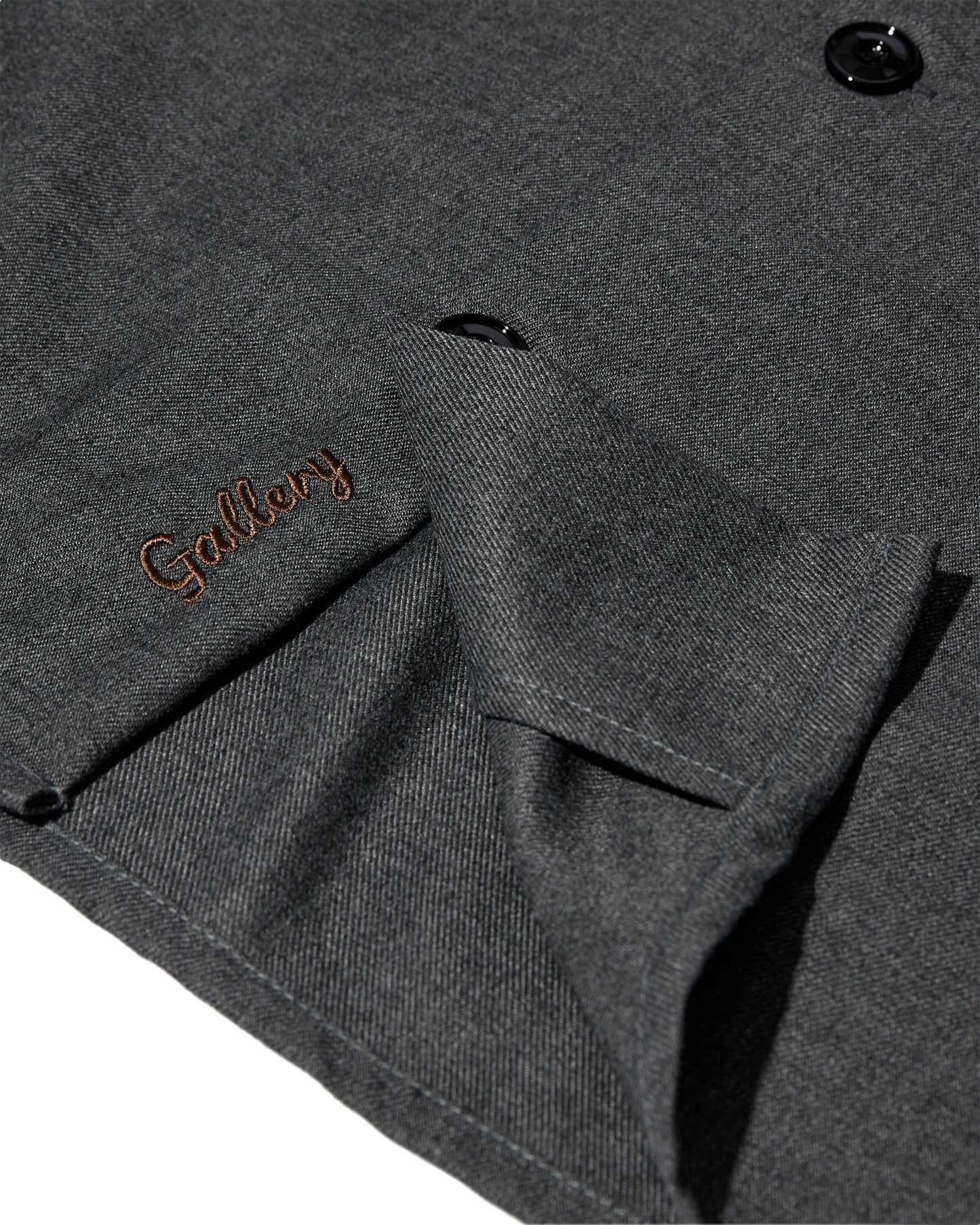 FW25 - Mos Mosh Gallery - Nole Serge Overshirt in Grey Melange - Closeup