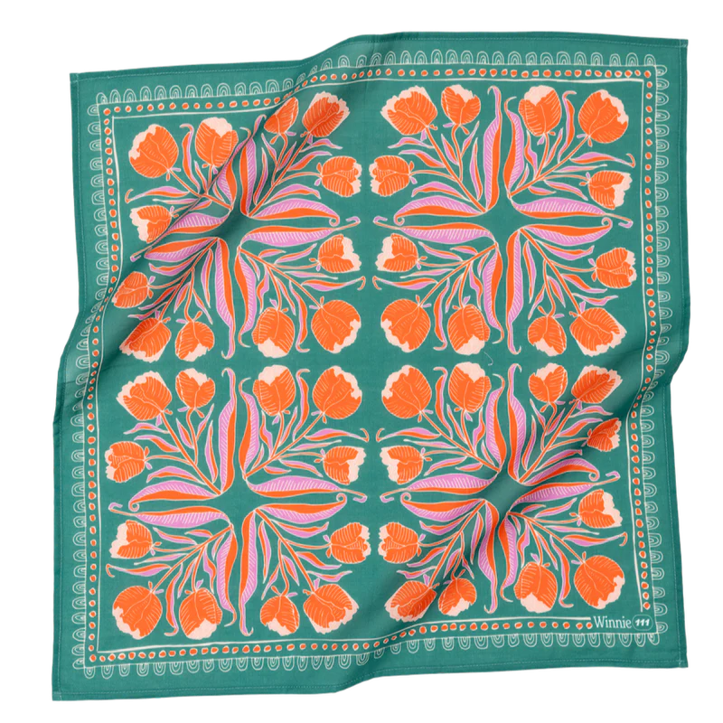Handker Bandanas Original Bandana 22" in No. 111 Winnie print, flat lay