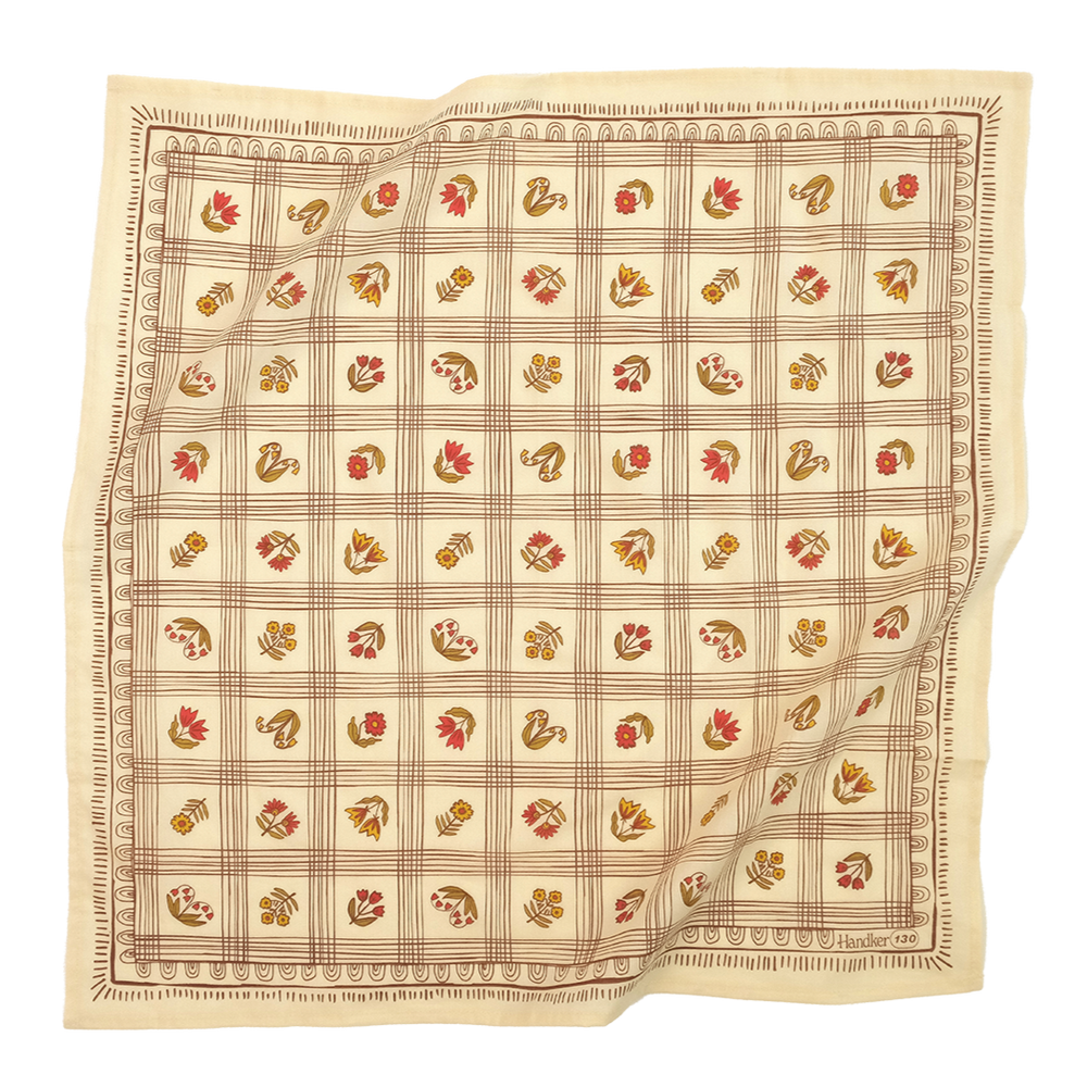 Handker Bandanas Original Bandana 22" in No. 130 Laura print, flat lay