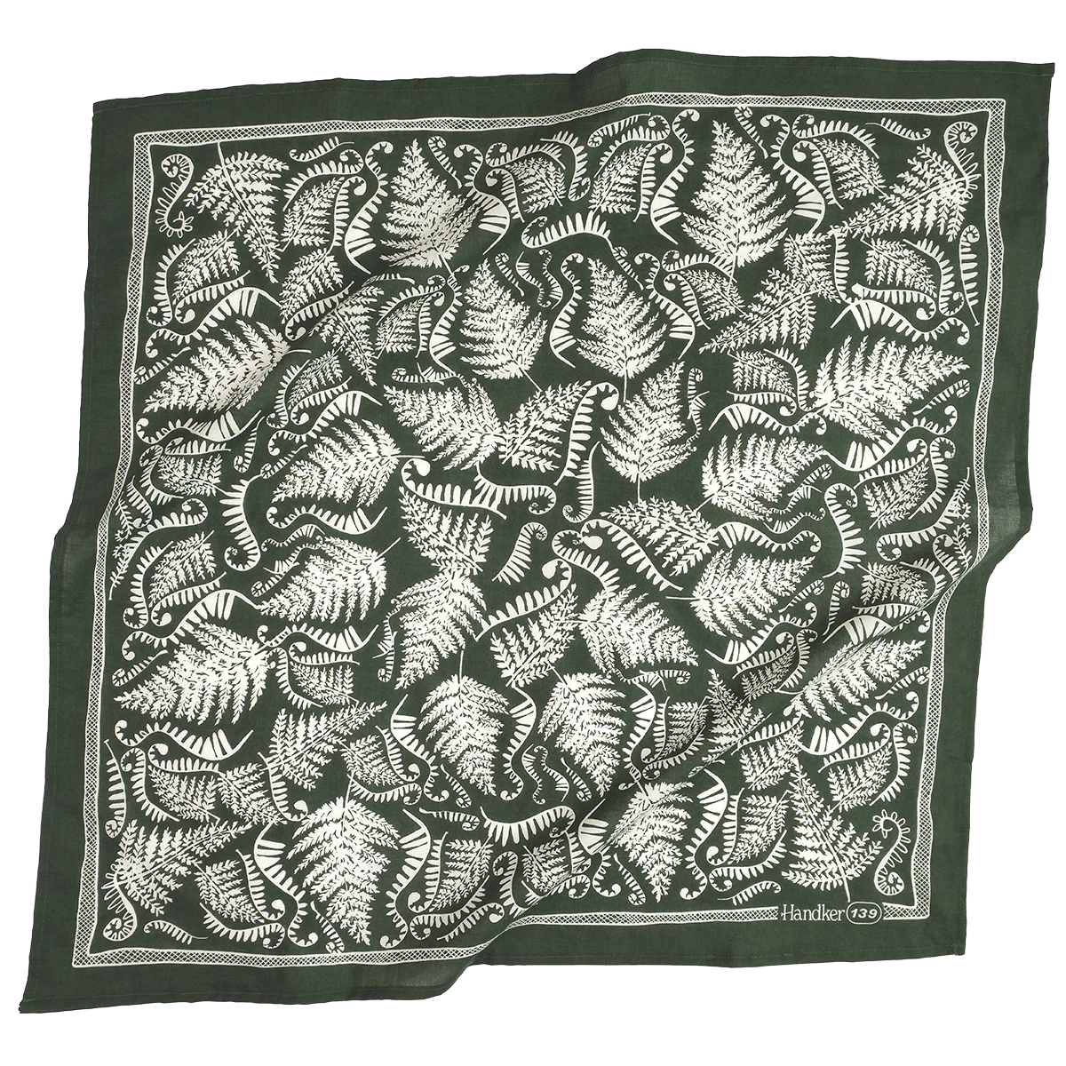 Handker Bandanas Original Bandana 22" in No. 139 Fern print, flat lay