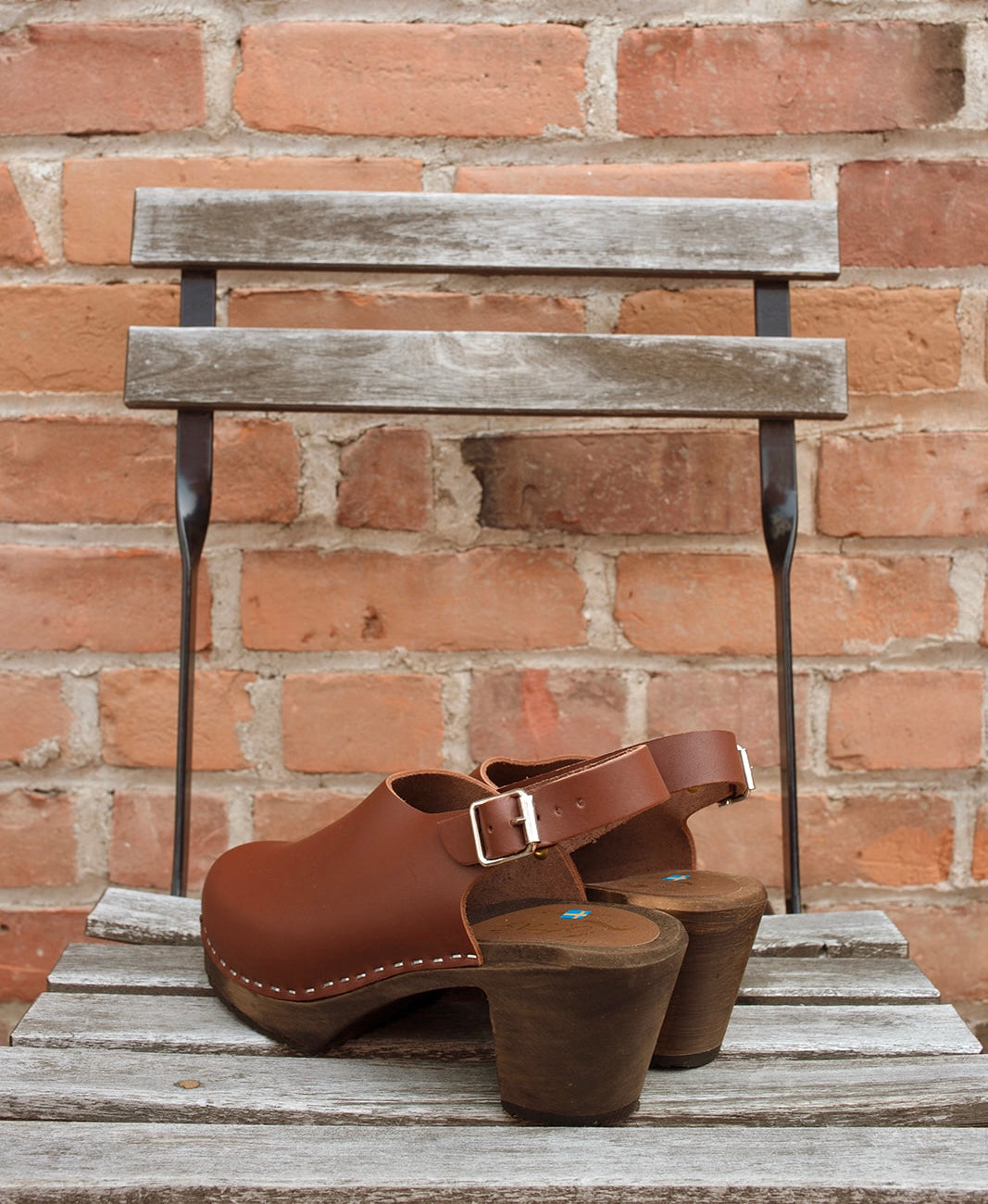 Slingback Clogs in Cinnamon on Brown Base