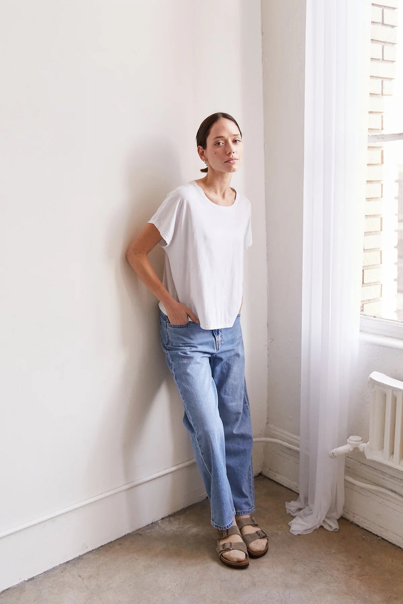Organic Crewneck Boxy Tee in Salt